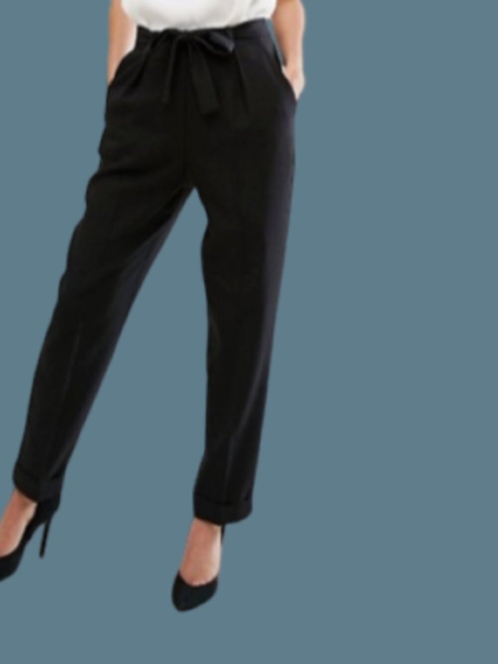 EUC ASOS Woven Peg Pants with OBI Tie - Black / US 10 - Picture 2 of 2
